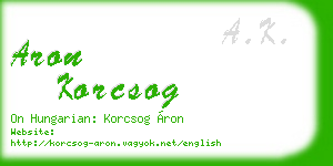 aron korcsog business card