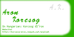 aron korcsog business card